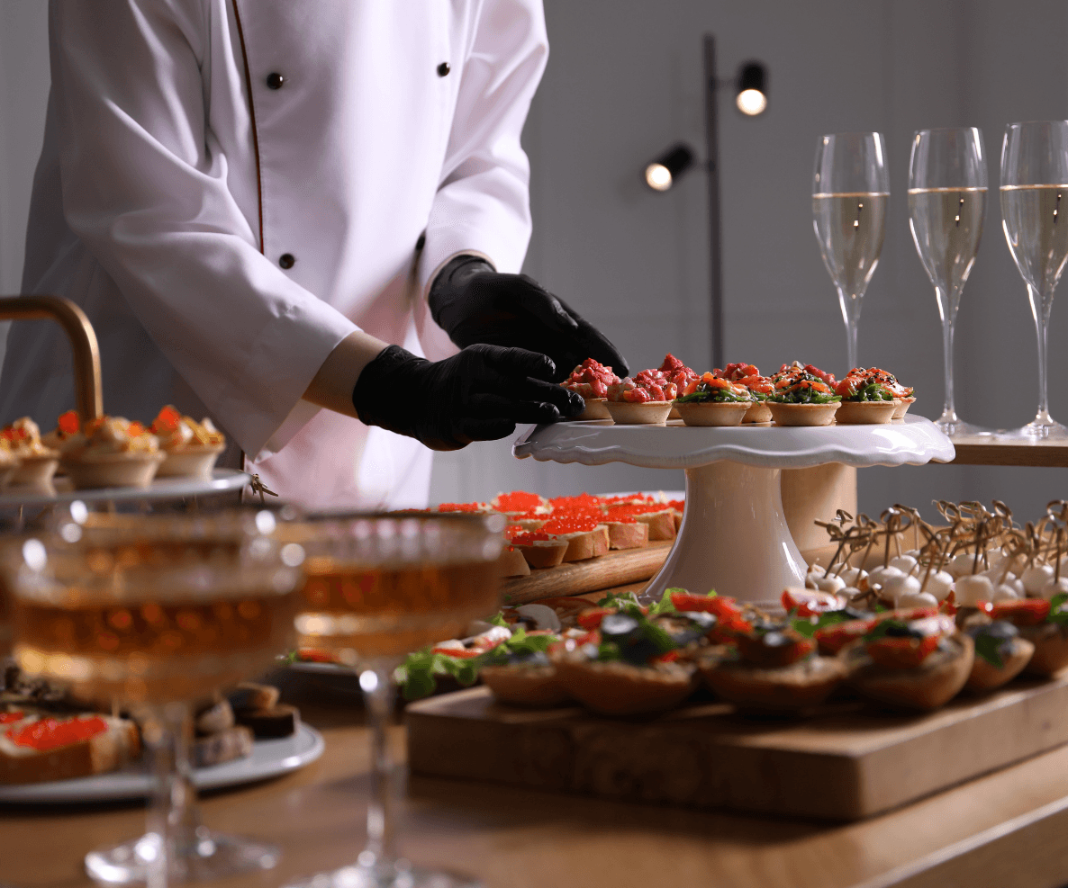 Elegant catered spread by Events by Bello